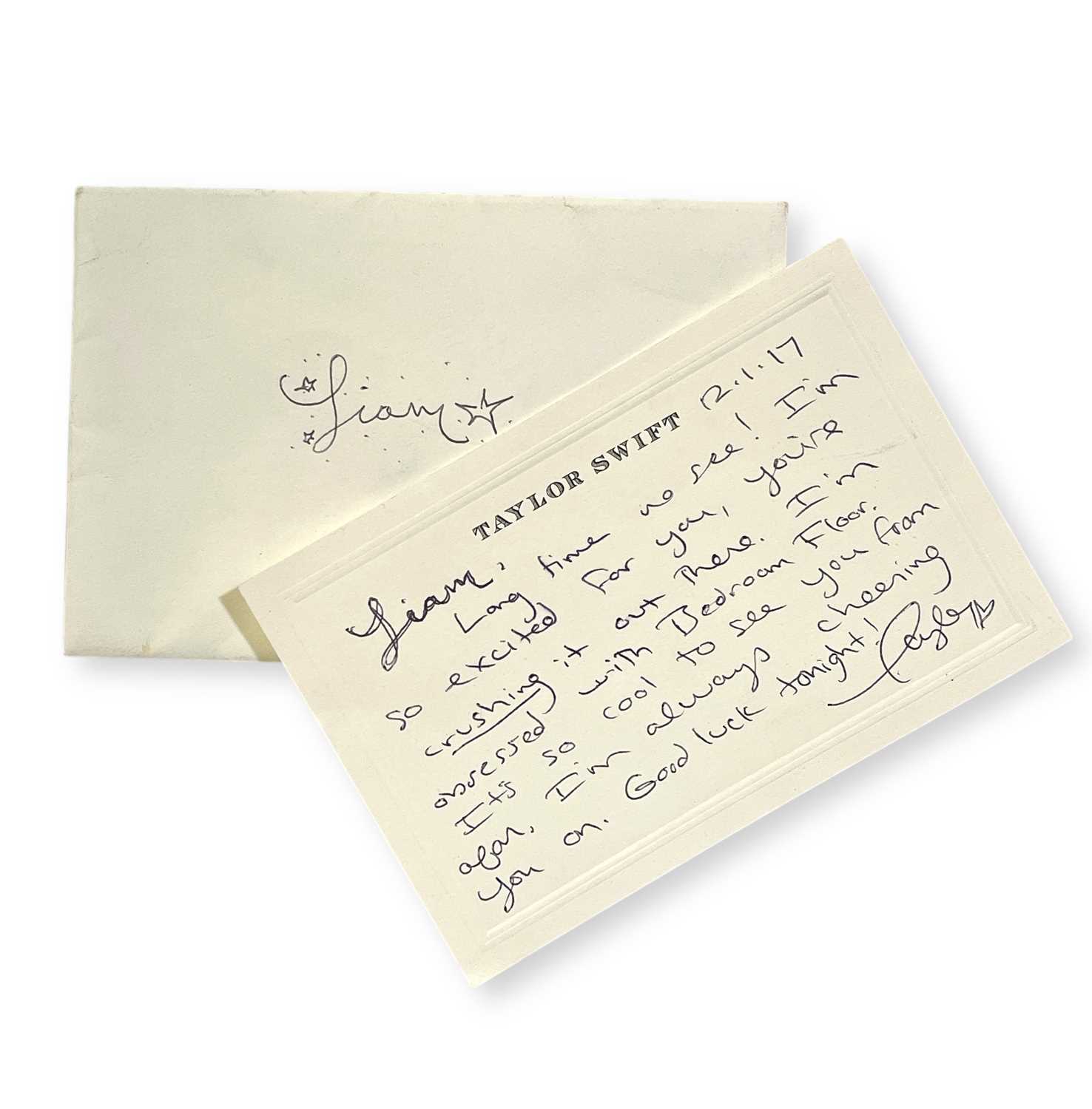 Lot 744 - TAYLOR SWIFT - A HANDWRITTEN NOTE TO LIAM PAYNE, 2017.
