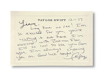 Lot 744 - TAYLOR SWIFT - A HANDWRITTEN NOTE TO LIAM PAYNE, 2017.