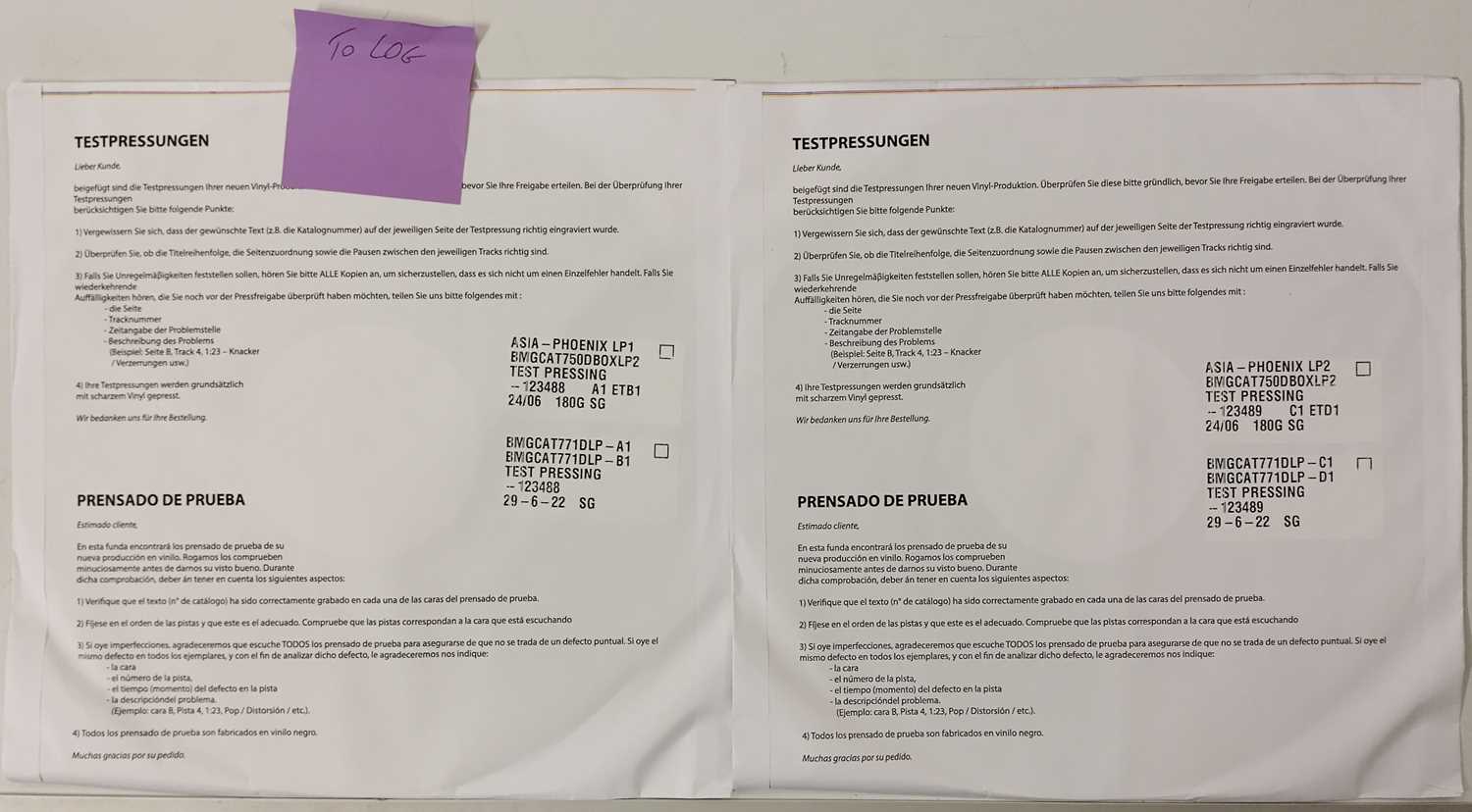 Lot 6 - ASIA - PHOENIX (BOX SET) WHITE LABEL TEST PRESSING 2xLP