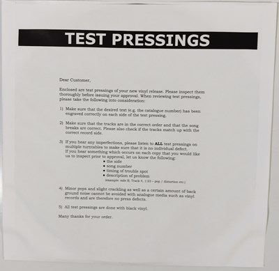 Lot 59 - SEX PISTOLS - LIVE IN THE USA: 1978 ATLANTA WHITE LABEL TEST PRESSING LP