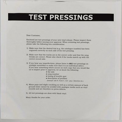Lot 60 - SEX PISTOLS - LIVE IN THE USA: 1978 DALLAS WHITE LABEL TEST PRESSING