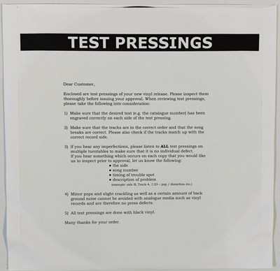 Lot 61 - SEX PISTOLS - LIVE IN THE USA: 1978 SAN FRANCISCO WHITE LABEL TEST PRESSING