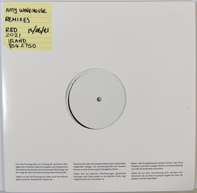 Lot 67 - AMY WINEHOUSE - REMIXES (RSD 2021) WHITE LABEL TEST PRESSING LP