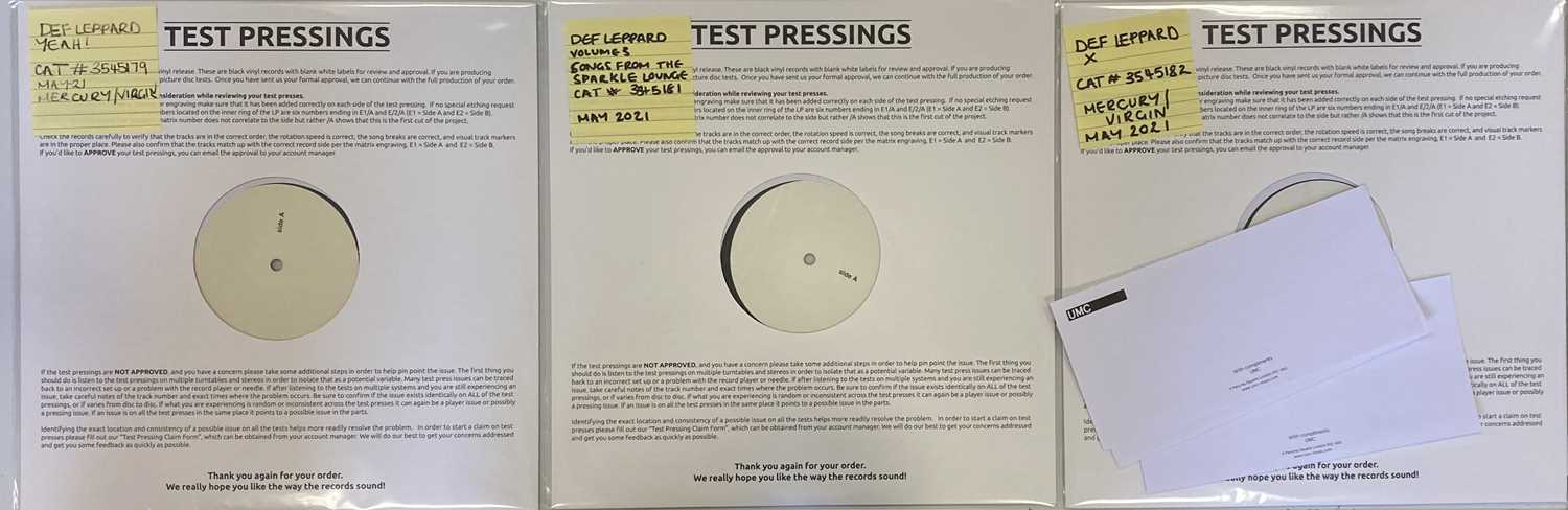 Lot 14 - DEF LEPPARD - WHITE LABEL TEST PRESSINGS (2021 RELEASES)