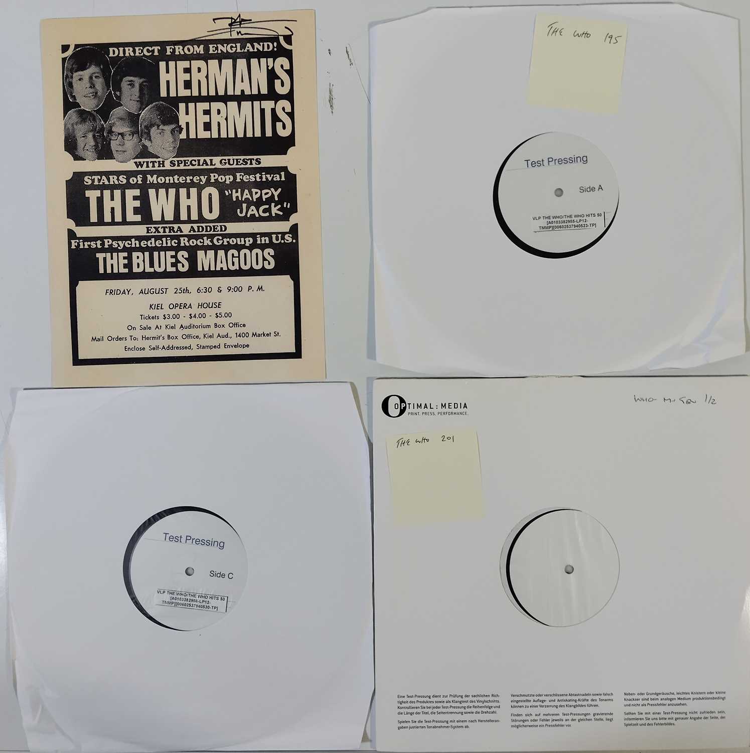 Lot 73 - THE WHO WHITE LABEL TEST PRESSING LP PACK