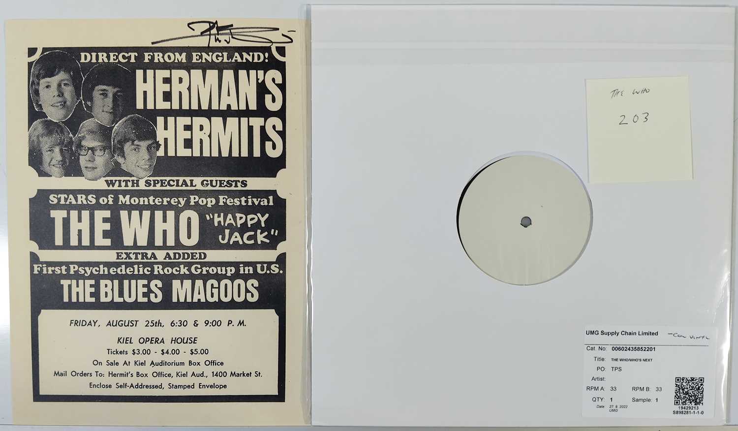 Lot 75 - THE WHO - WHO'S NEXT WHITE LABEL TEST PRESSING LP