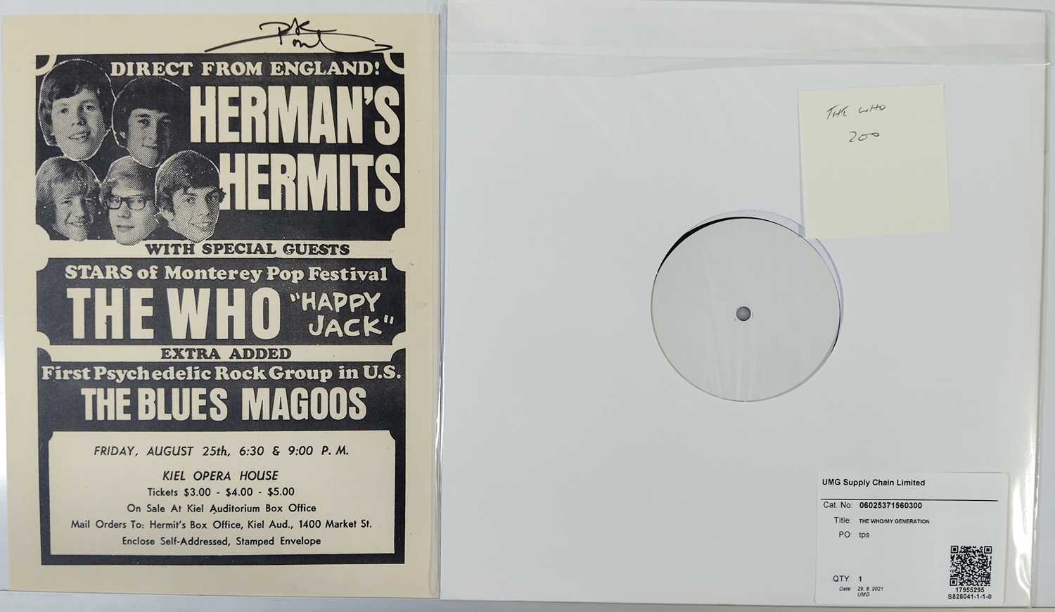 Lot 76 - THE WHO - MY GENERATION WHITE LABEL TEST PRESSING LP