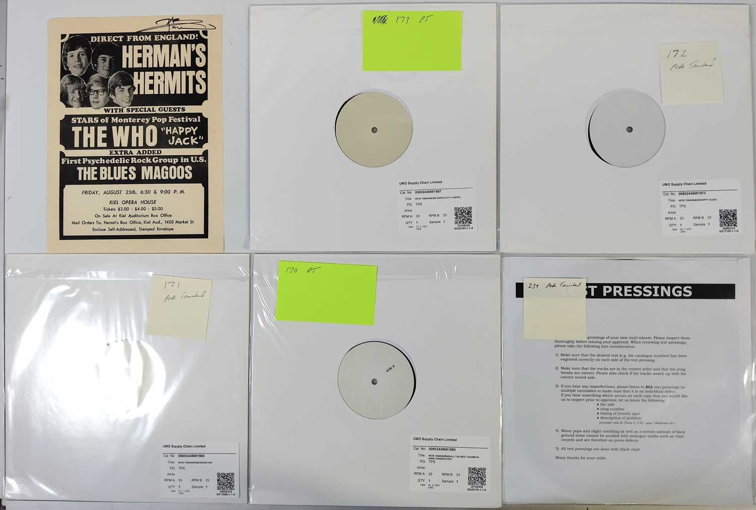 Lot 77 - PETE TOWNSHEND WHITE LABEL TEST PRESSING LP PACK