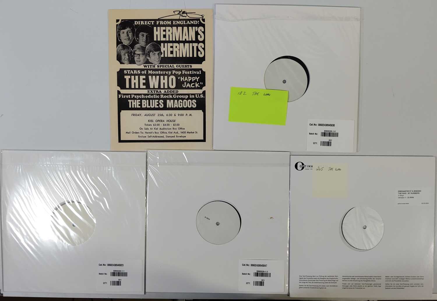Lot 79 - THE WHO WHITE LABEL TEST PRESSING LP PACK