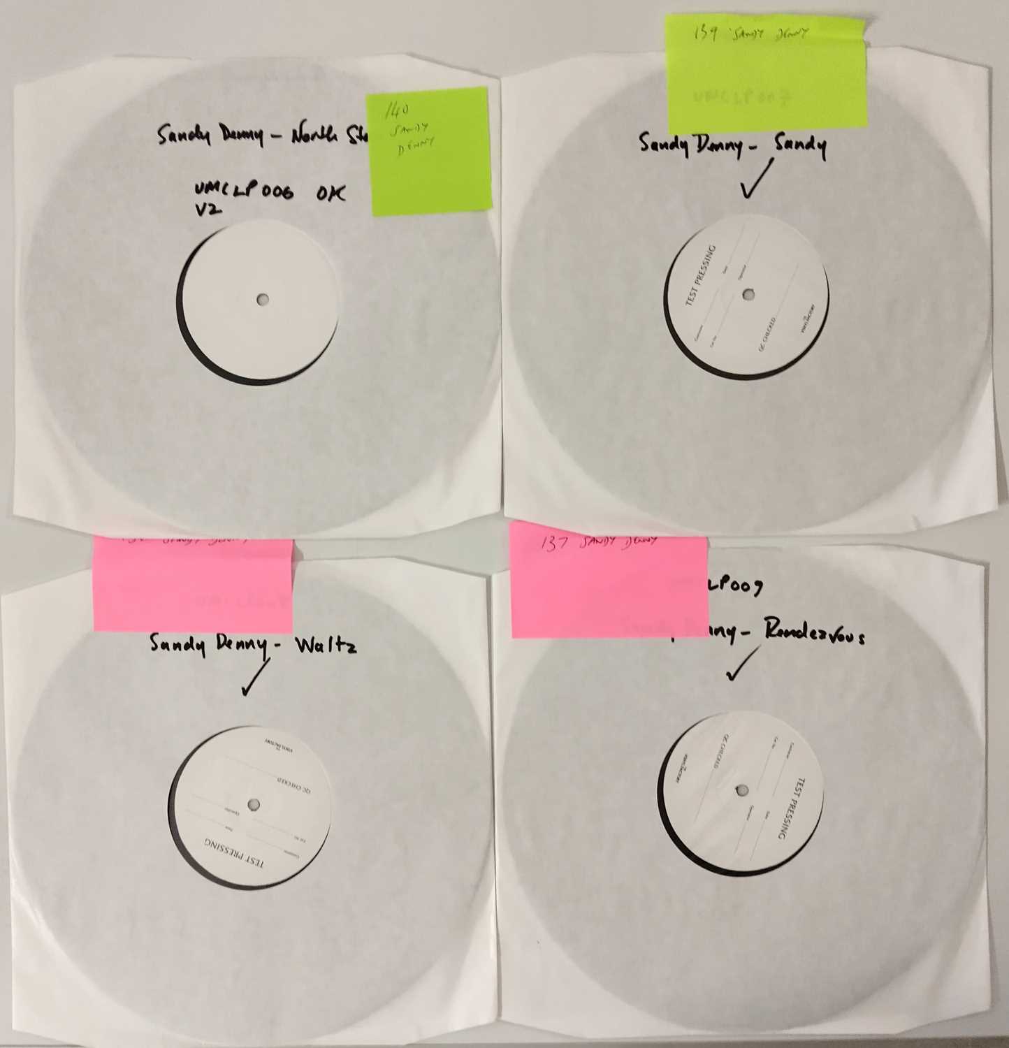Lot 99 - SANDY DENNY WHITE LABEL TEST PRESSING LP PACK