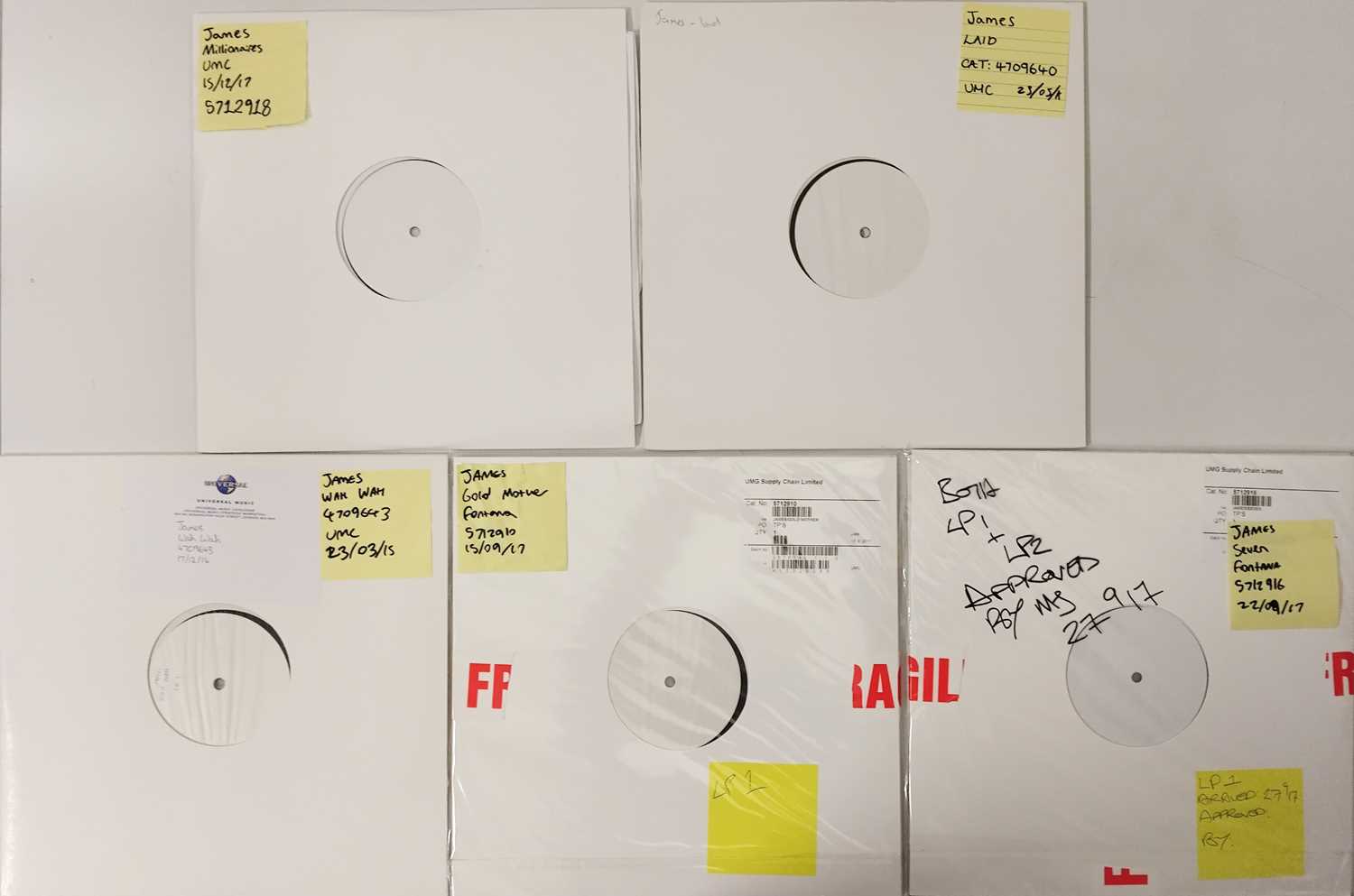 Lot 149 - JAMES WHITE LABEL TEST PRESSING LP PACK