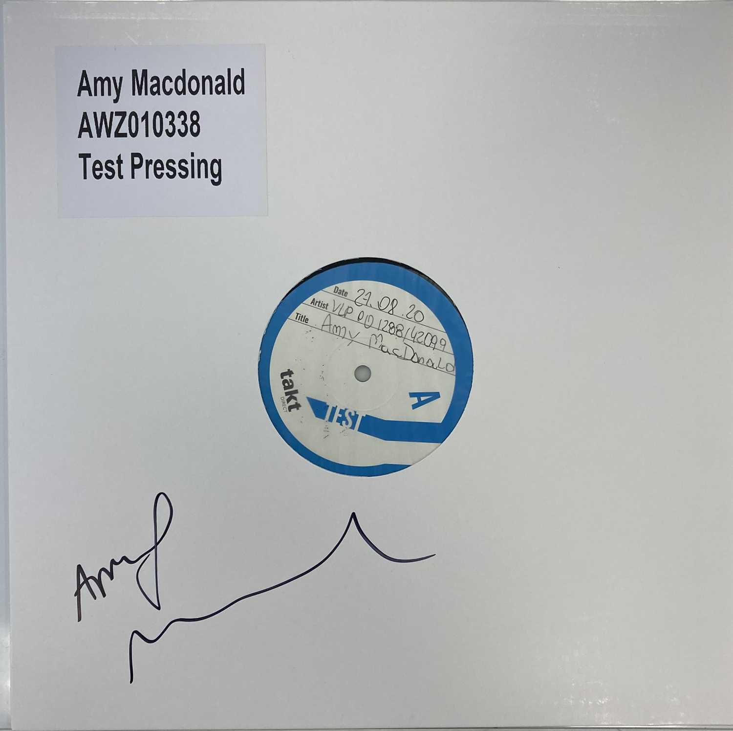 Lot 48 - AMY MACDONALD - THE HUMAN DEMANDS LP (SIGNED 2020 WHITE LABEL TEST PRESSING)