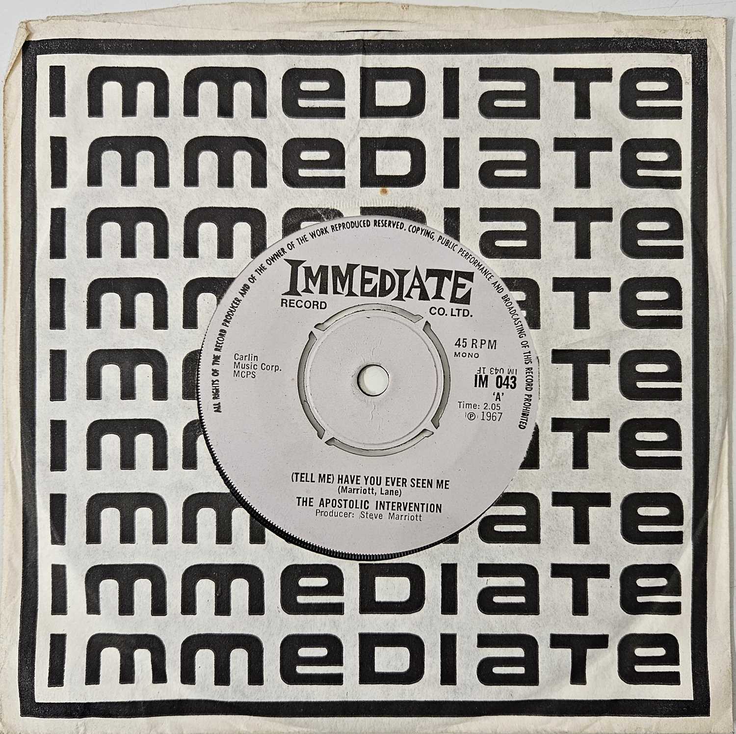 Lot 27 - THE APOSTOLIC INTERVENTION - (TELL ME) HAVE YOU EVER SEEN ME 7" (IM 043)