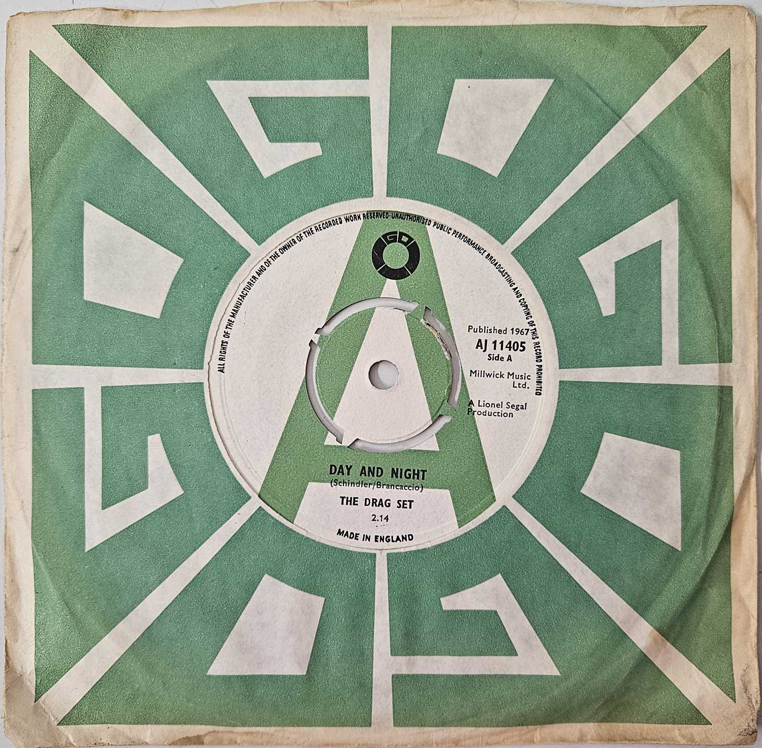 Lot 35 - THE DRAG SET - DAY AND NIGHT 7" (UK DEMO - GO RECORDS - AJ 11405)