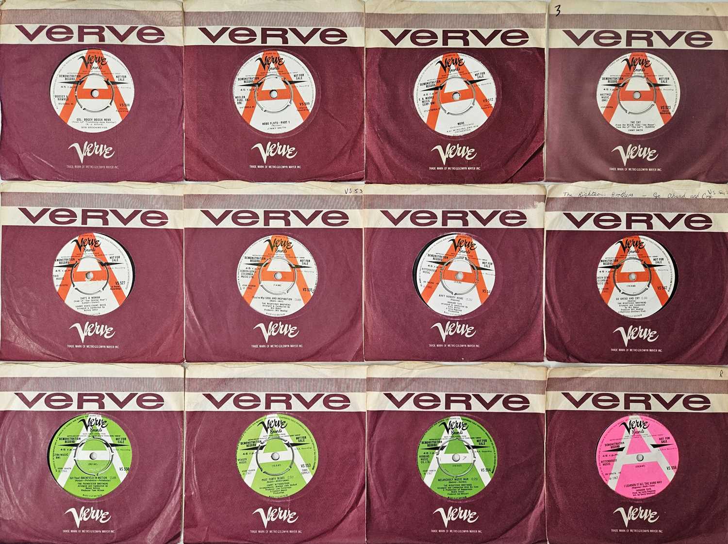 Lot 46 - VERVE RECORDS - 7" DEMOS LABEL RUN PACK (VS 508 TO 572)