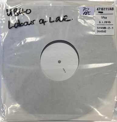 Lot 70 - UB40 - LABOUR OF LOVE LP (2015 WHITE LABEL TEST PRESSING)