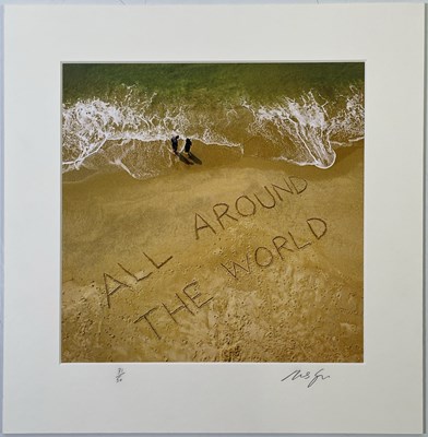 Lot 450 - OASIS - MICHAEL SPENCER JONES TWICE SIGNED 'ALL AROUND THE WORLD' LIMITED EDITION PHOTO PRINT.