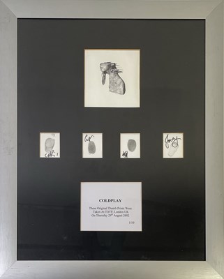 Lot 476 - COLDPLAY - SET OF SIGNED THUMBPRINTS.