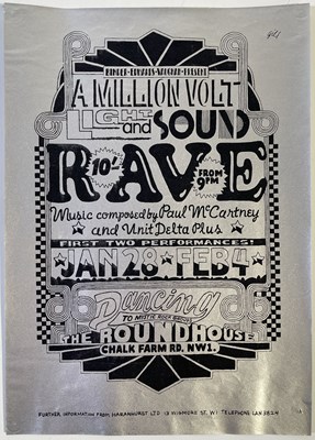 Lot 199A - THE BEATLES INTEREST - PAUL MCCARTNEY - MILLION VOLT LIGHT AND SOUND RAVE HANDBILL.