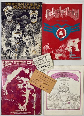 Lot 145 - CULT 1970S FESTIVALS PROGRAMME COLLECTION INC TUPHOLME / BATH / BICKERSHAW - SOME WITH TICKET STUBS.