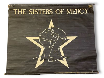 Lot 614 - SISTERS OF MERCY SOUNDS HAND PAINTED BACKDROP USED IN EARLY CONCERTS.