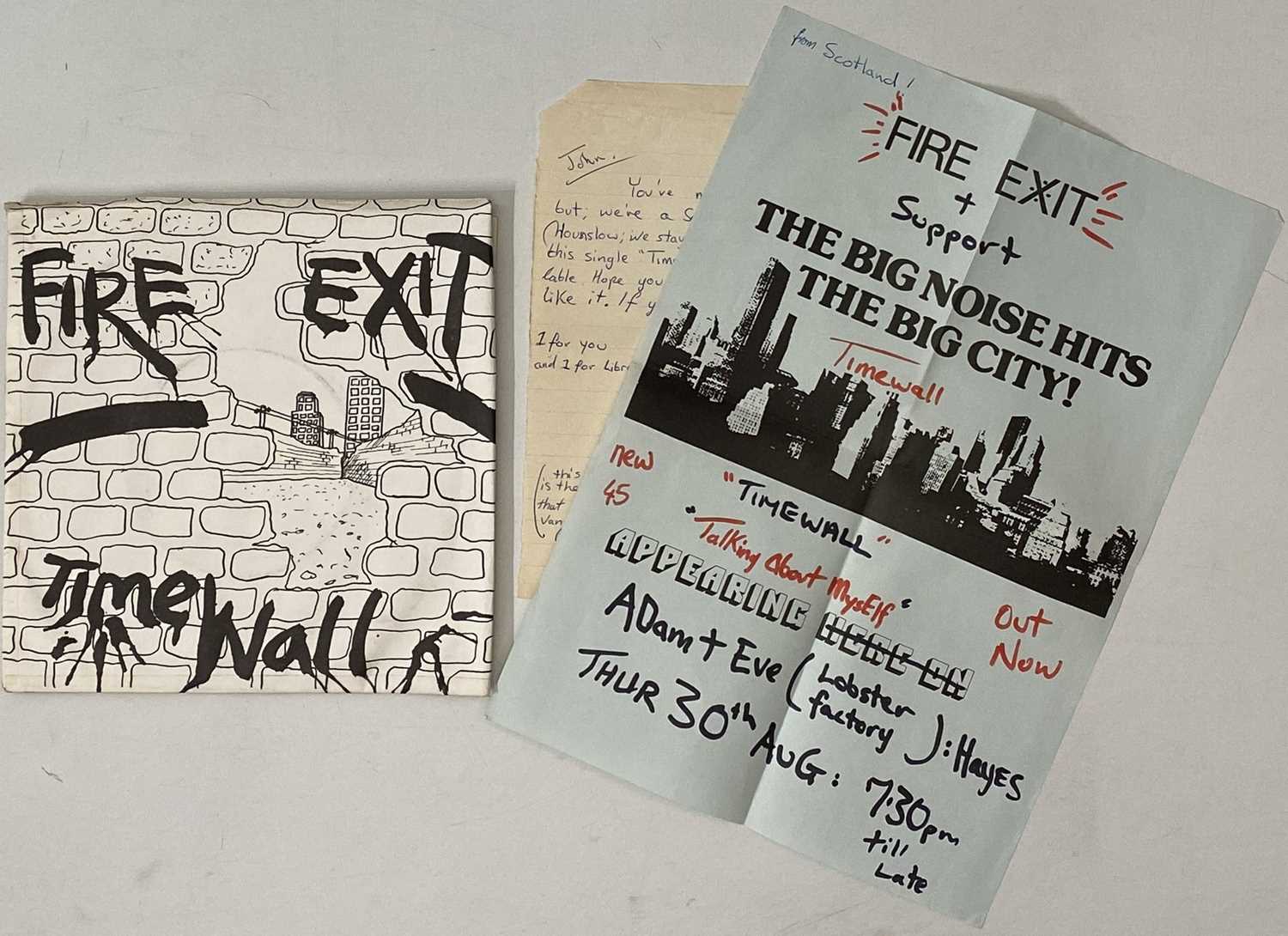 Lot 5 - FIRE EXIT - TIME WALL 7" (ORIGINAL UK RELEASE - TIMEBOMB RECORDS TBE 1)