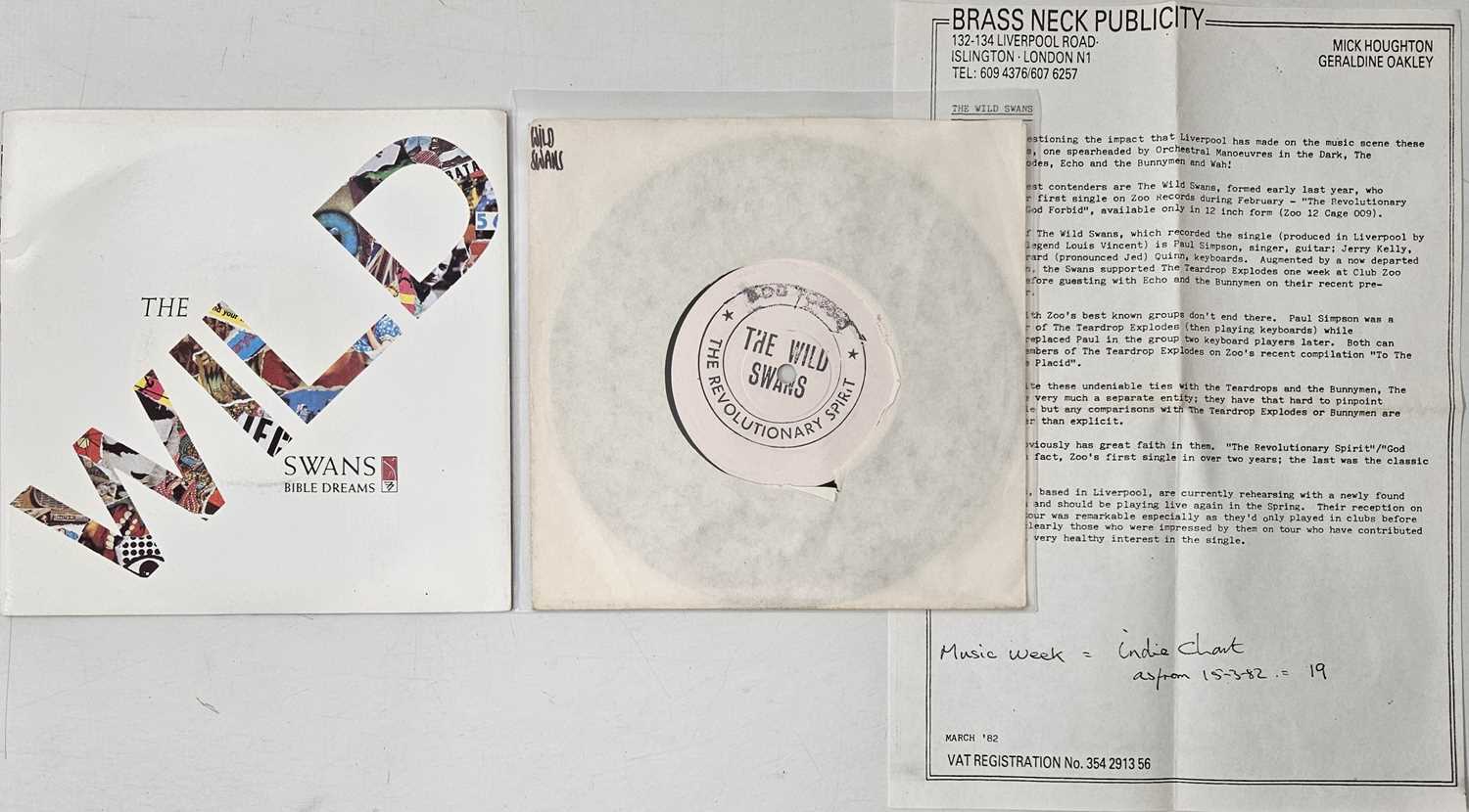 Lot 15 - THE WILD SWANS - 7" COLLECTION (INCLUDING DEBUT TEST PRESSING)