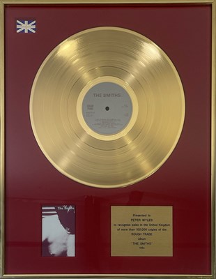 Lot 611 - THE SMITHS - ORIGINAL IN-HOUSE GOLD DISC PRESENTATION AWARD FOR THE DEBUT ALBUM.