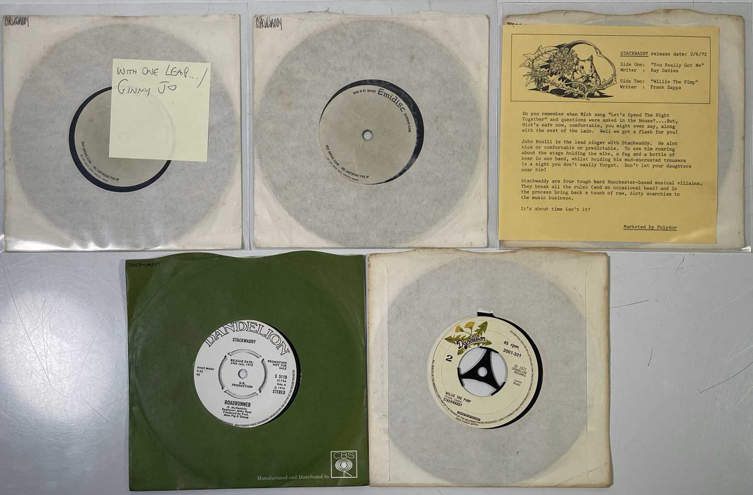 Lot 39 - STACK WADDY - 7" COLLECTION (WITH ACETATES - JOHN'S LABEL DANDELION RECORDS)