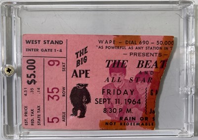 Lot 381 - THE BEATLES - JACKSONVILLE, 1964 CONCERT TICKET STUB.