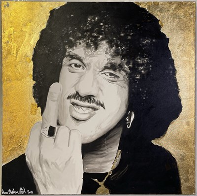 Lot 520 - THIN LIZZY - ORIGINAL PHIL LYNOTT ARTWORK BY AARON MATTHEWS - COMMISSIONED BY JIMMY THE WEED.