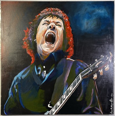 Lot 522 - THIN LIZZY - GARY MOORE ARTWORK BY AARON MATTHEWS - COMMISSIONED AND SIGNED BY JIMMY THE WEED.