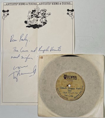 Lot 187 - THE CURE/ THE PURPLE HEARTS - JUMPING SOMEONE ELSE'S TRAIN/ FRUSTRATION 7" (UTOPIA ACETATE W/ LETTER TO JOHN)