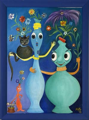 Lot 738 - PSYCHEDELIA/POP MUSIC - MARK WIRTZ (1943-2020) 'COUPLE' - AN ORIGINAL OIL PAINTING.