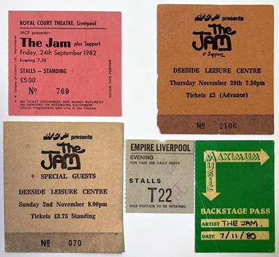 Lot 568 - THE JAM - RARE TICKET STUBS / STAGE PASS.