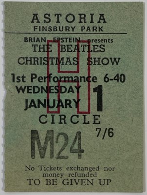 Lot 701 - THE BEATLES - ORIGINAL TICKET STUB FOR 1964 CHRISTMAS SHOW.