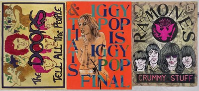 Lot 212 - HAND PAINTED POSTER ART - DOORS / RAMONES / IGGY POP.