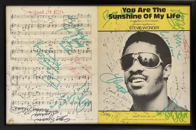 Lot 291 - STEVIE WONDER - MULTI-SIGNED SHEET MUSIC.
