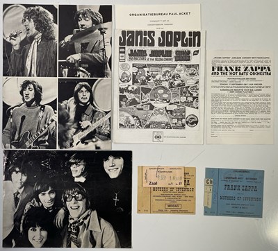 Lot 142 - JANIS JOPLIN / JEFFERSON AIRPLANE / FRANK ZAPPA - RARE DUTCH PROGRAMMES/TICKETS ETC.