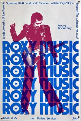 Lot 92 - ROXY MUSIC - BRYAN FERRY - ORIGINAL 1975 CONCERT POSTER.