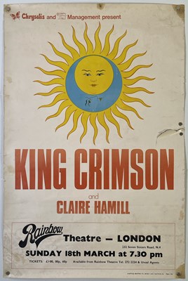 Lot 217 - KING CRIMSON - ORIGINAL 1973 RAINBOW THEATRE POSTER.