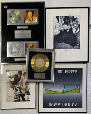 Lot 85 - FRAMED MUSIC MEMORABILIA - JANET JACKSON SIGNED / CELINE DION AWARD.