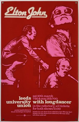 Lot 467 - ELTON JOHN - ORIGINAL 1973 LEEDS CONCERT POSTER.