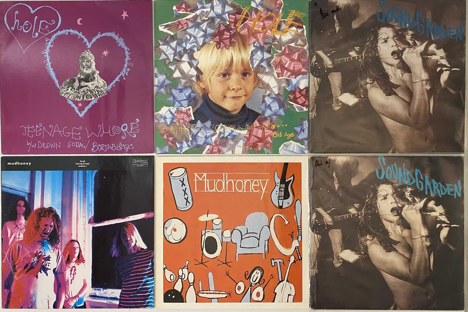 Lot 4 - 12" SINGLES LOT - SUBPOP/GRUNGE & RELATED. SOUNDGARDEN, HOLE, MUDHONEY, BLACK FLAG