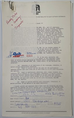 Lot 404 - 1986 'WELCOME HOME' CONCERT - SIGNED CONTRACTS INC RICHIE HAVENS / BUDDY MILES.