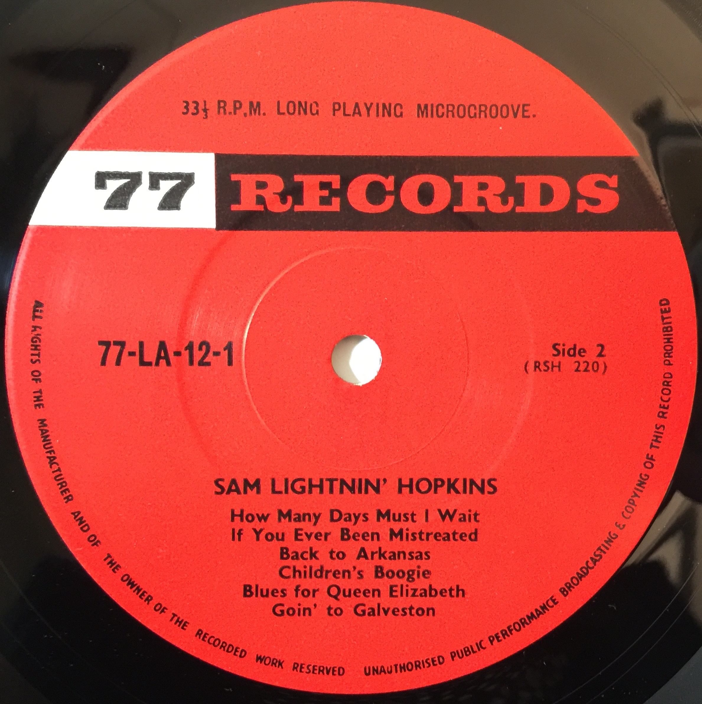 Lot 258 - SAM LIGHTNIN' HOPKINS - THE ROOSTER CROWED