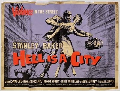 Lot 234 - HAMMER FILMS - 'HELL IS A CITY' (1960) - ORIGINAL UK QUAD POSTER.