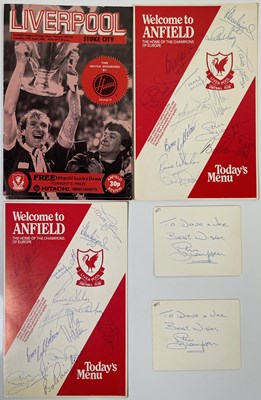 Lot 429 - LIVERPOOL - 1980S MULTI-SIGNED MENU CARDS.