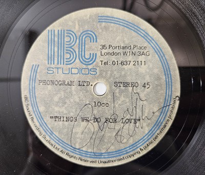 Lot 92 - 10CC - THE THINGS WE DO FOR LOVE 7" (ORIGINAL IBC STUDIOS ACETATE RECORDING - GRAHAM GOULDMAN SIGNED)