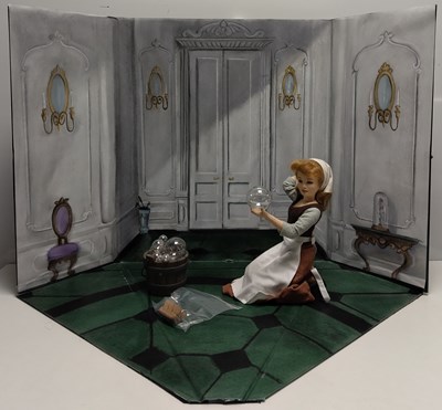 Lot 5 - R. JOHN WRIGHT CINDERELLA SING SWEET NIGHTINGALE FELT DOLL AND FOLDED BACKGROUND
